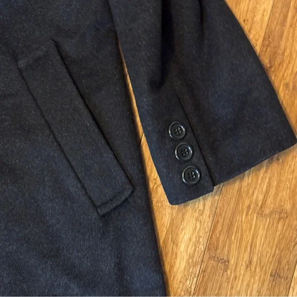 Women's Vintage Liz Claiborne Black 100% Wool Double-Breasted Long Overcoat - Picture 7 of 13